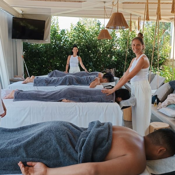 agigma holistic spa agigma crew deliver services in open area during a retreat